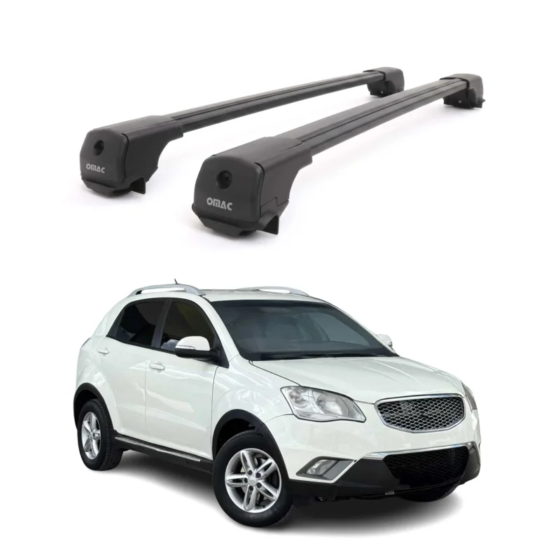 Dachträger Grundträger für Ssangyong Korando III 2010-2019 Aluminium Schwarz 2x