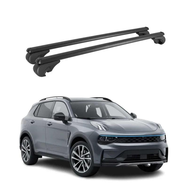 Dachträger Grundträger für Lynk & Co 01 2021-2026 TÜV Aluminium Schwarz 2tlg
