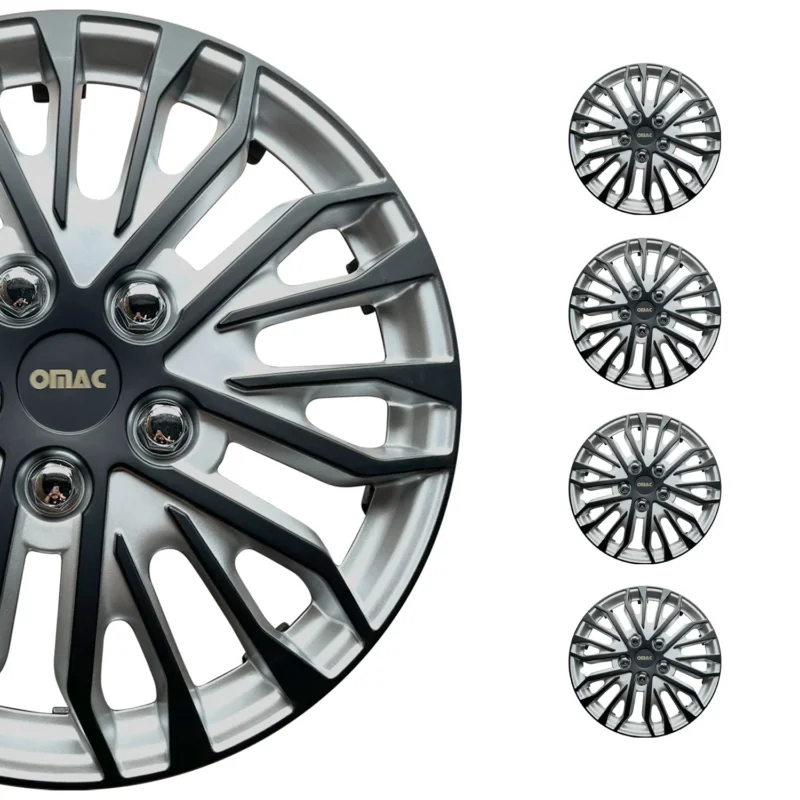 16 Zoll Radkappen Universal Radzierblenden Grau-Schwarz Matte 4 Stück Radblenden