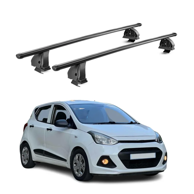 Stahl Dachträger für Hyundai i10 II Schrägheck 2014-2019 TÜV 75 kg 2tlg Schwarz