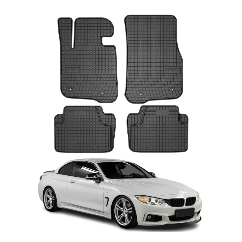 OMAC Gummi Fußmatten für BMW 4er F33 F36 Cabrio Gran Coupe 2013-2021 Schwarz 4x