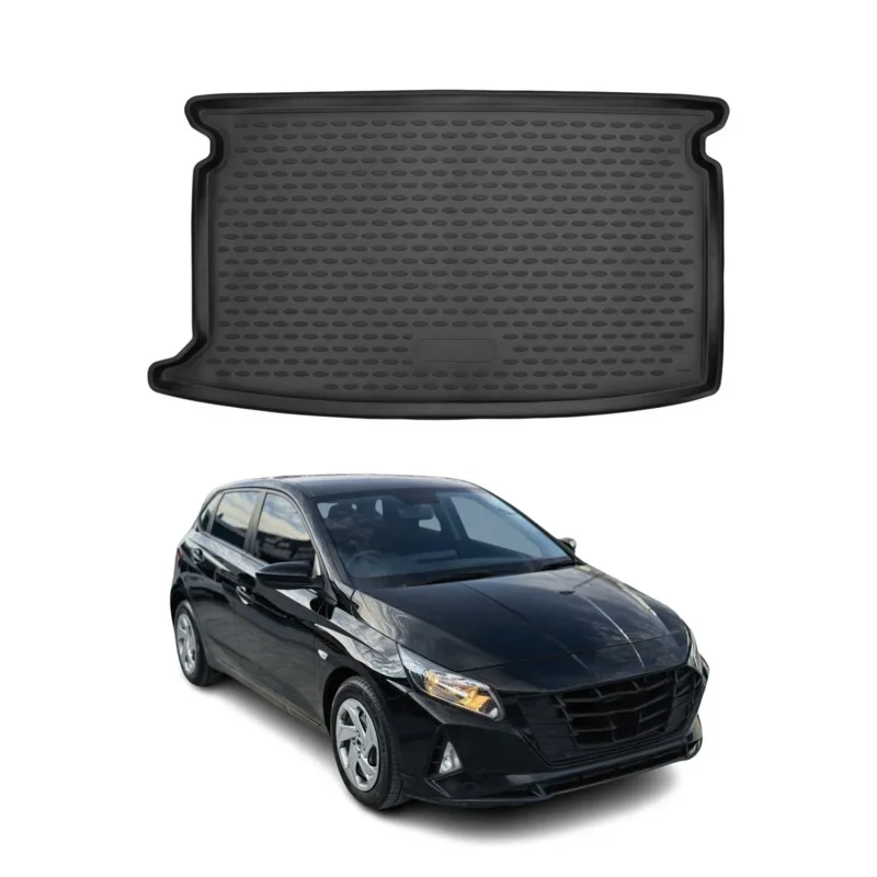 Kofferraummatte Kofferraumwanne für Hyundai i20 2014-2021 Gummi TPE Schwarz