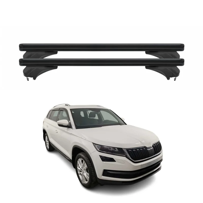 Menabo Dachträger Grundtäger für Skoda Kodiaq I 2017-2023 Aluminium Schwarz 2tlg