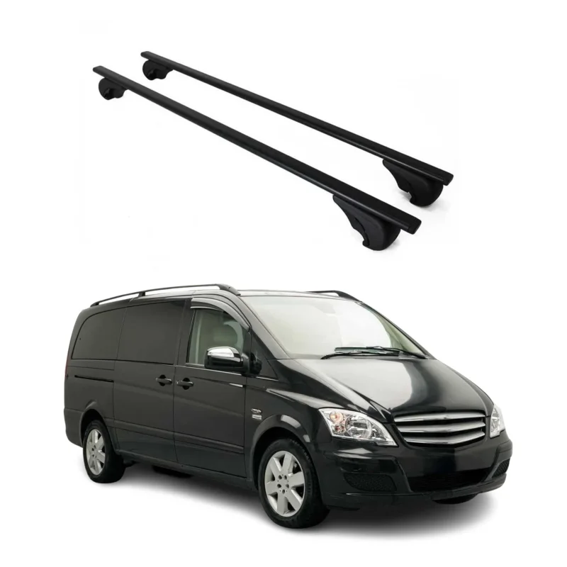 Dachträger Grundträger für Mercedes Vito W639 2003-2014 75kg Stahl Schwarz 2 tlg