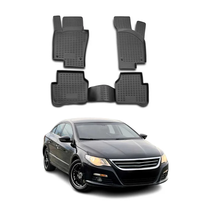 OMAC Gummimatten Fußmatten für VW CC 2008-2017 TPE Automatten Schwarz 4x