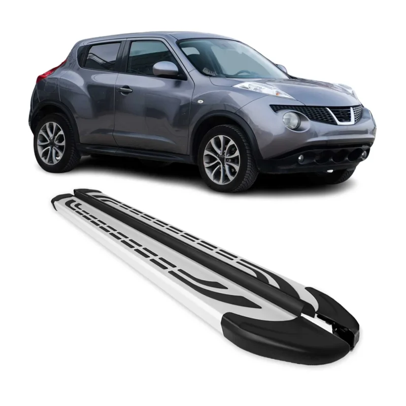 Trittbretter Seitenschweller Seitenbretter für Nissan Juke I 2010-2019 Alu Grau