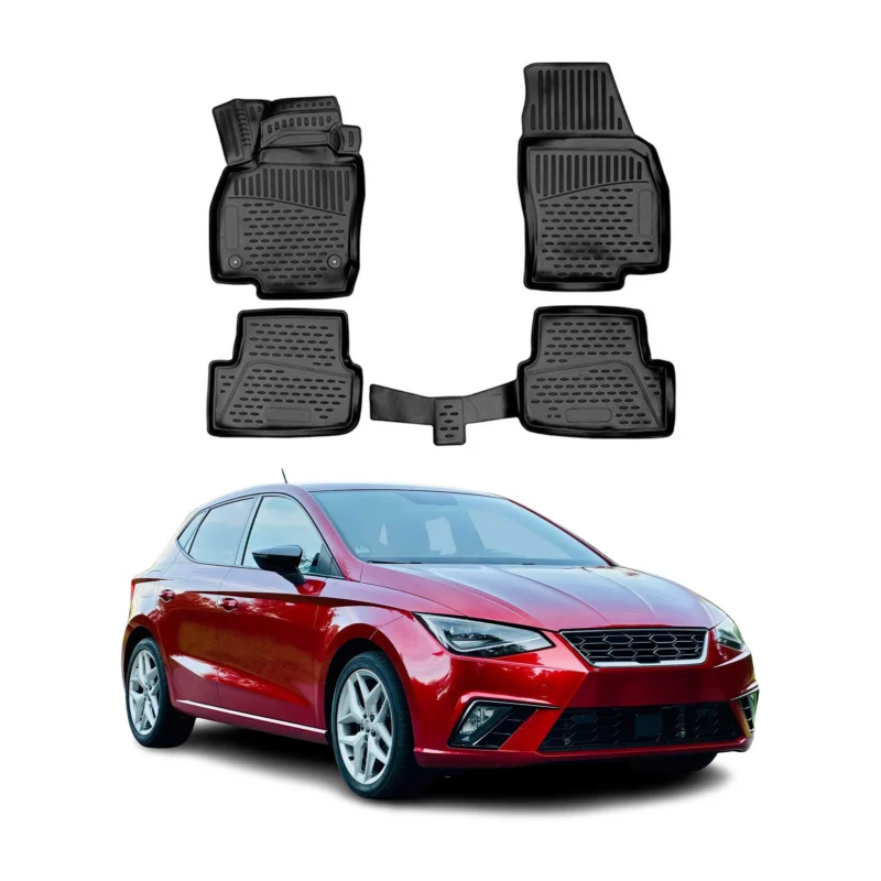 OMAC Gummimatten Fußmatten für Seat Ibiza 2017-2026 TPE Automatten Schwarz 4x