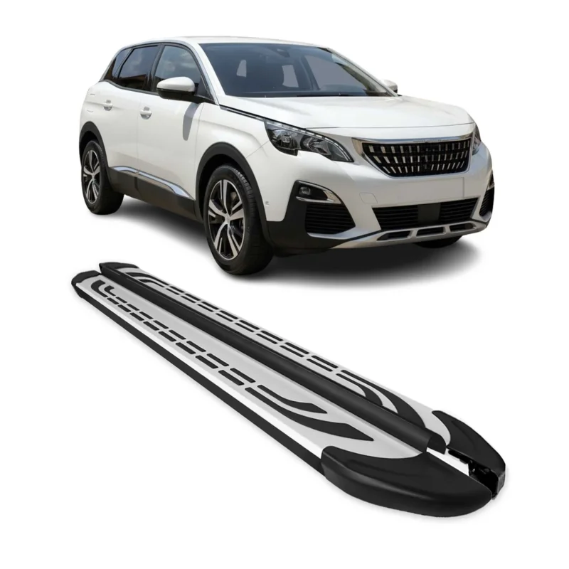 Trittbretter Seitenschweller Seitenbretter für Peugeot 3008 2016-24 Schwarz Alu