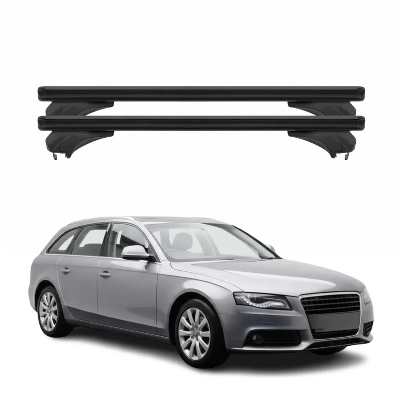 Menabo Dachträger Grundtäger für Audi A4 B8 Avant 2007-2015 Aluminium Schwarz 2x