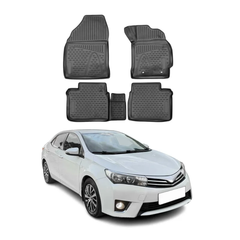 OMAC Gummimatten Fußmatten für Toyota Corolla 2013-2019 RHD TPE Schwarz 4x