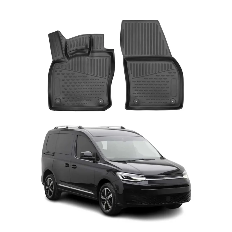 OMAC Gummimatten Fußmatten für VW Caddy V 2020-2026 TPE Automatten Schwarz 2x