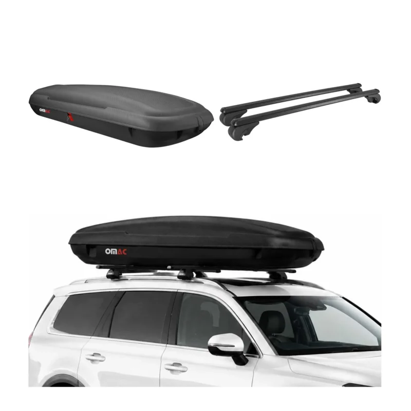 Carbonlook Dachbox 480L + Alu Dachträger VW Sharan II 2010-2023 Schwarz