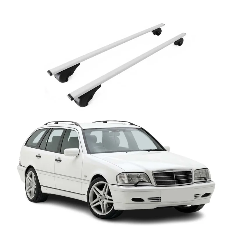Dachträger Grundträger für Mercedes C Klasse S202 1993-2000 Stahl Silber 2tlg