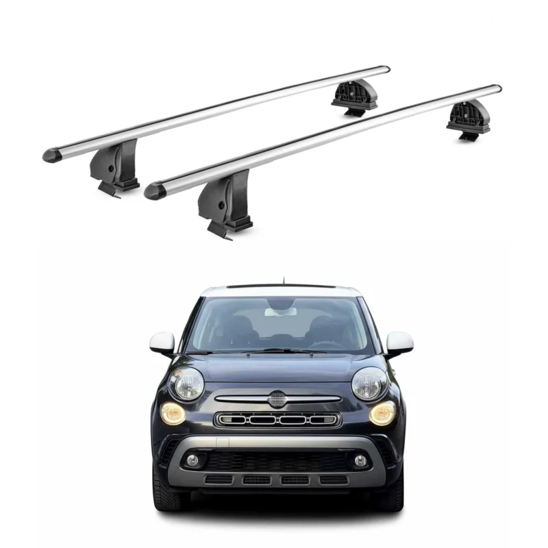 Alu Dachträger für Fiat 500L / 500L Living 2012-2022 TÜV T-Nut 2tlg Silber