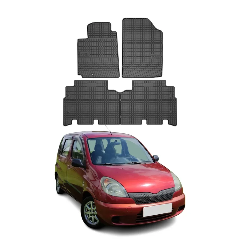 OMAC Gummi Fußmatten für Toyota Yaris Verso 1999-2005 Automatten Schwarz 4x