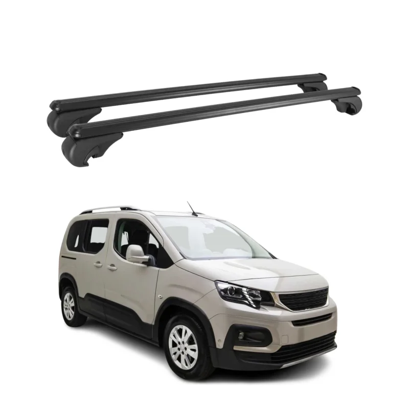 Dachträger Grundtäger für Peugeot Rifter 2018-2026 75kg Alu Schwarz 2 tlg
