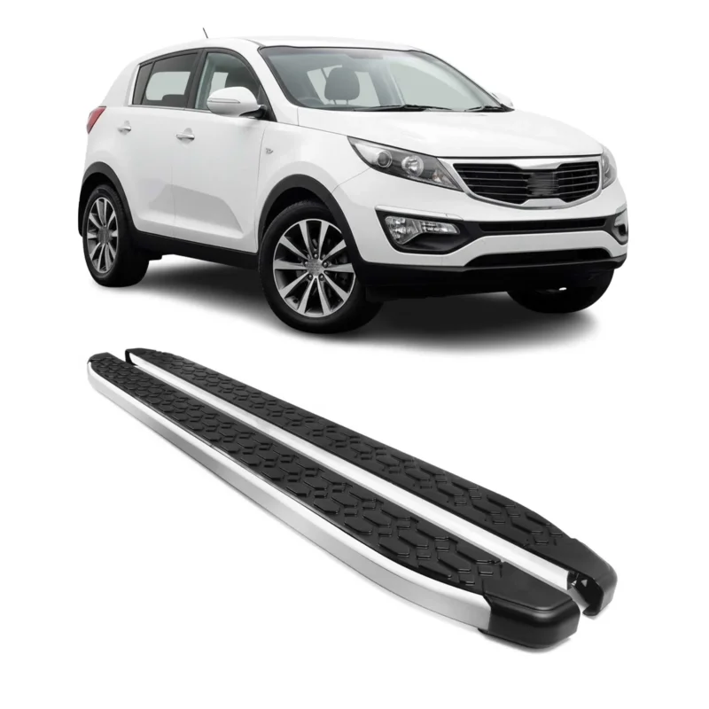 Alu Trittbretter Seitenschweller für Kia Sportage III 2011-2016 Schwarz Silber