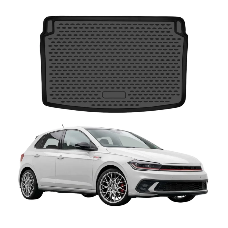 Kofferraummatte Laderaumwanne für VW Polo mk6 GTI 2022-2026 FL obere TPE Schwarz