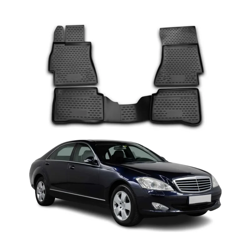 OMAC Gummimatten Fußmatten für Mercedes S Klasse Kurzer W221 2005-2013 TPE 4x