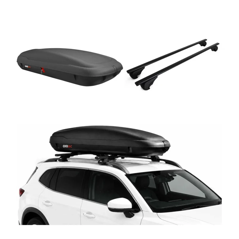 Carbonlook Dachbox 400L + Dachträger VW Touran II 2015-2026 Schwarz Abschließbar