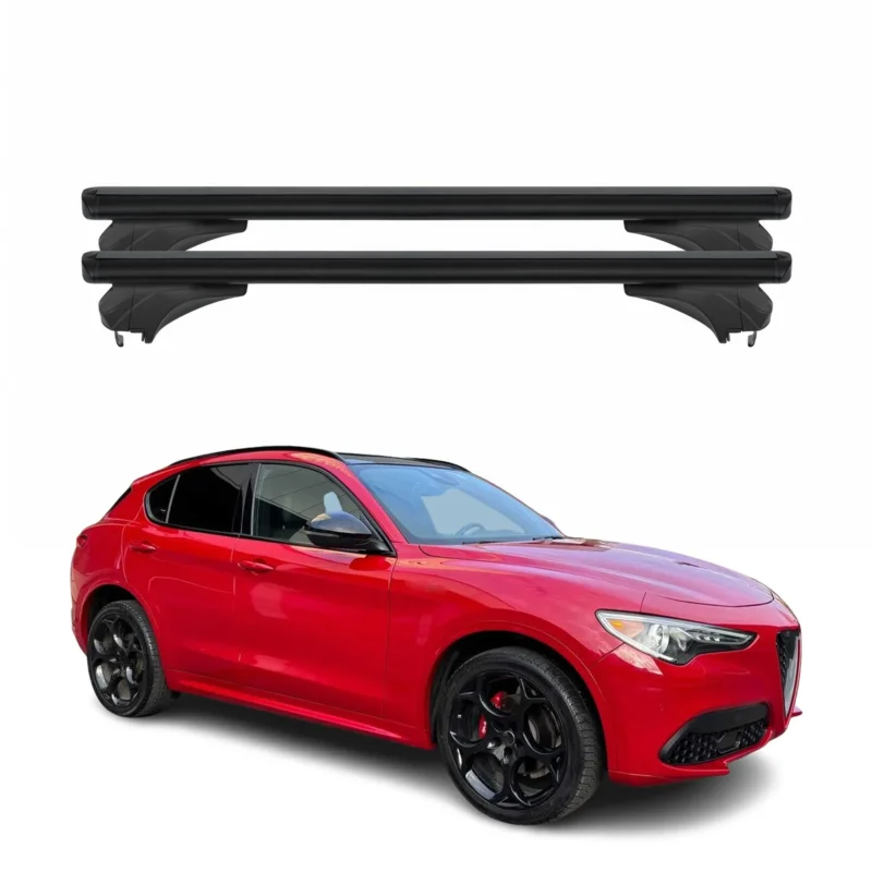 Menabo Dachträger Grundtäger für Alfa Romeo Stelvio 2017-2026 Alu Schwarz 2 tlg