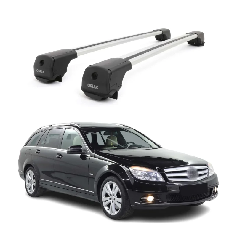 Dachträger Grundträger für Mercedes C Klasse S204 2007-2014 Aluminium Grau 2tlg