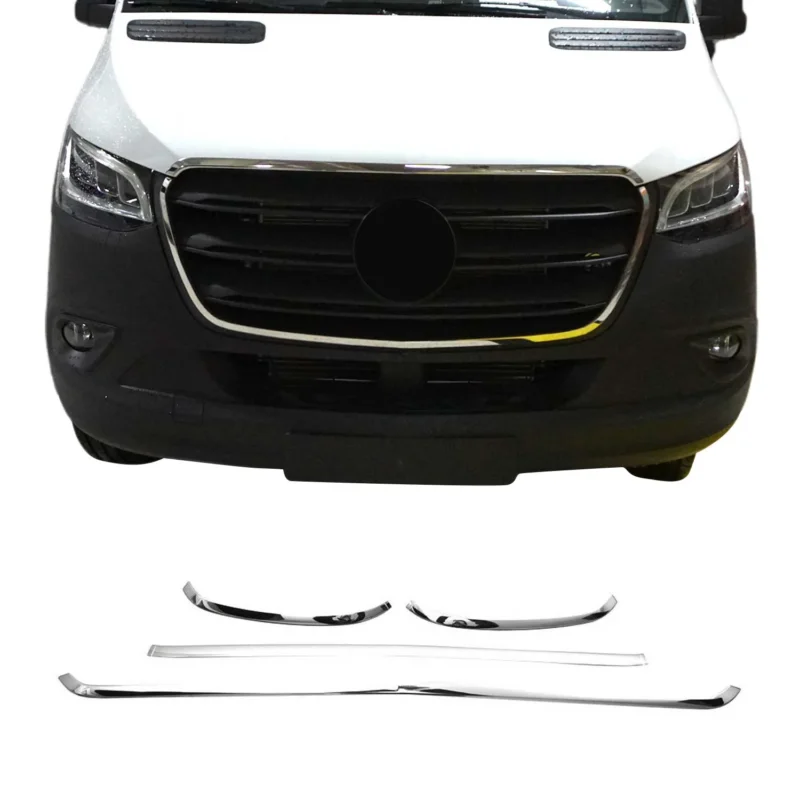 Kühlergrill Leiste Grillleisten für Mercedes Sprinter 907 910 2018-2026 Chrom 4x