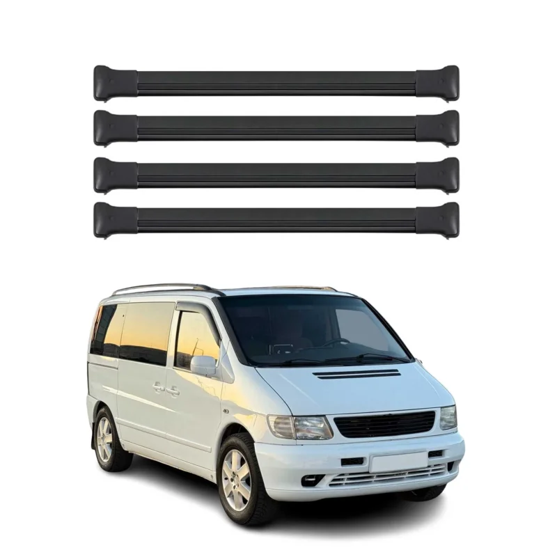 Dachträger Gepäckträger für Mercedes Vito W638 1996-2003 Aluminium Schwarz 4x
