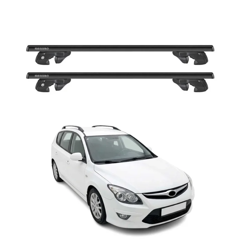 Dachträger für Hyundai i30 I Kombi 2007-2010 Pre-FL Alu 90kg TÜV Schwarz 2tlg