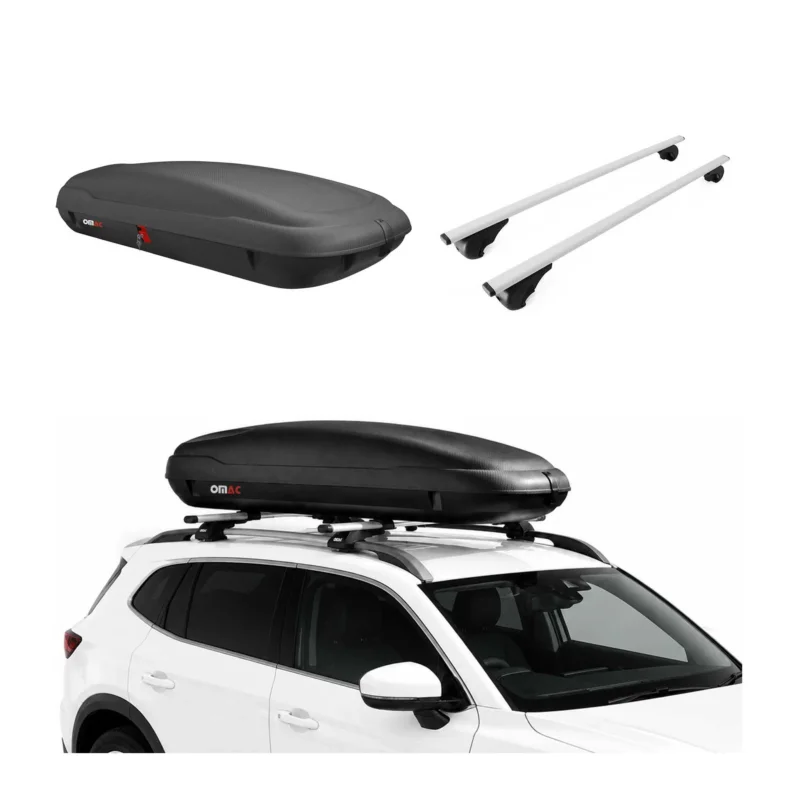 Carbonlook Dachbox 400L + Dachträger VW Tiguan II 2016-2023 Silber Abschließbar