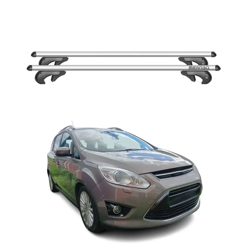 Menabo Dachträger Grundtäger für Ford C-Max 2010-2019 90kg Alu Silber 2 tlg
