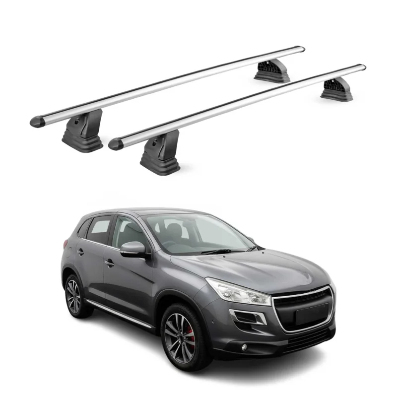 Alu Dachträger für Peugeot 4008 2012-2017 TÜV T-Nut Abschließbar 2tlg Silber
