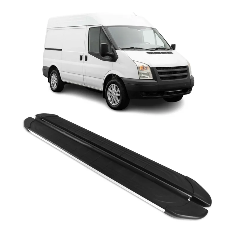 Trittbretter Seitenschweller für Ford Transit 2006-14 L1 Aluminium Schwarz Grau