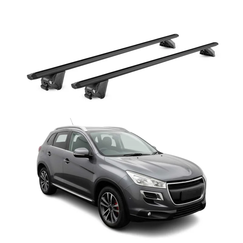 Dachträger Grundtäger für Peugeot 4008 2012-17 100kg Aluminium Schwarz 2 tlg ABE
