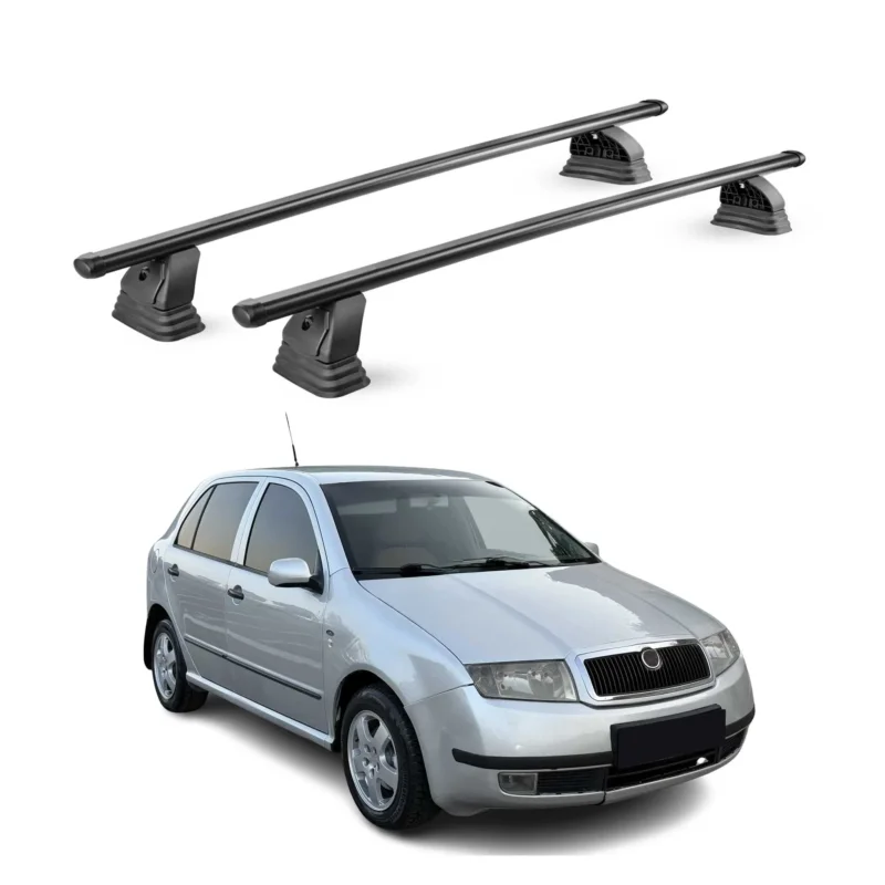 Stahl Dachträger für Skoda Fabia I 1999-2007 5Tür TÜV Abschließbar 2tlg Schwarz