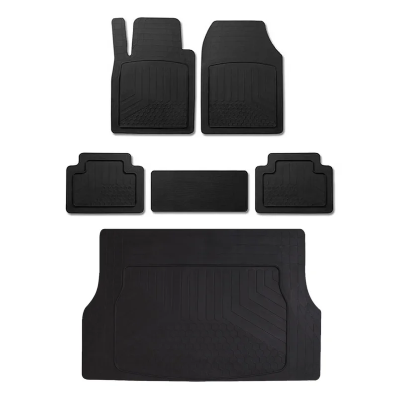 Gummimatten & Kofferraumwanne Set für Dacia Dokker Antirutsch Universal Schwarz