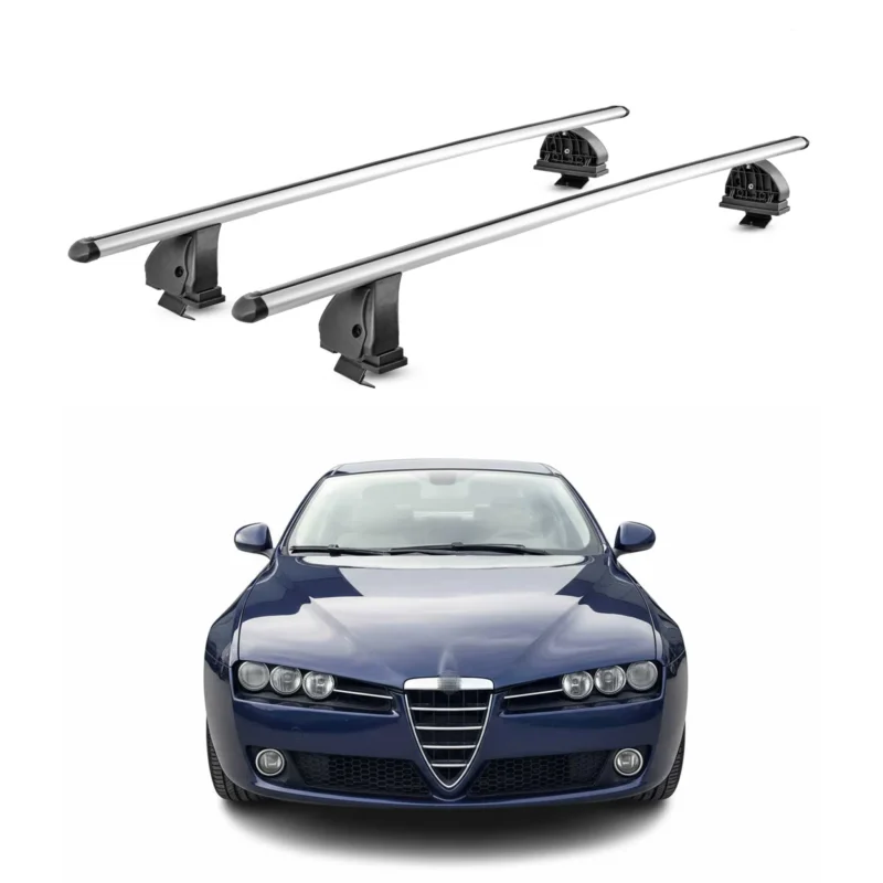 Alu Dachträger für Alfa Romeo 159 Sportwagon 2005-2011 TÜV T-Nut 75 kg 2x Silber