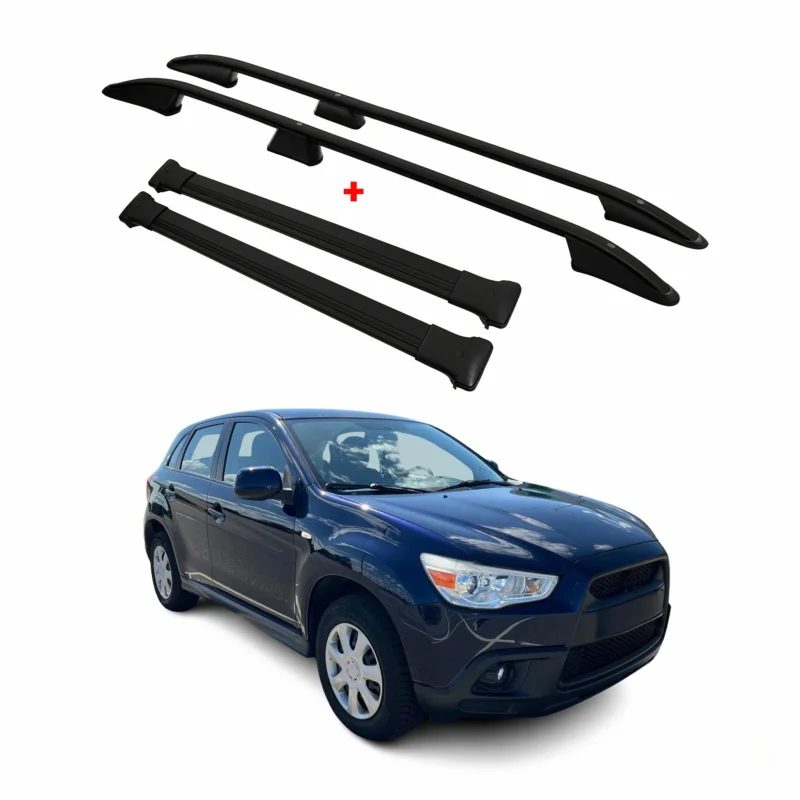 Dachreling + Dachträger SET für Mitsubishi ASX 2010-2023 Aluminium Schwarz 4tlg