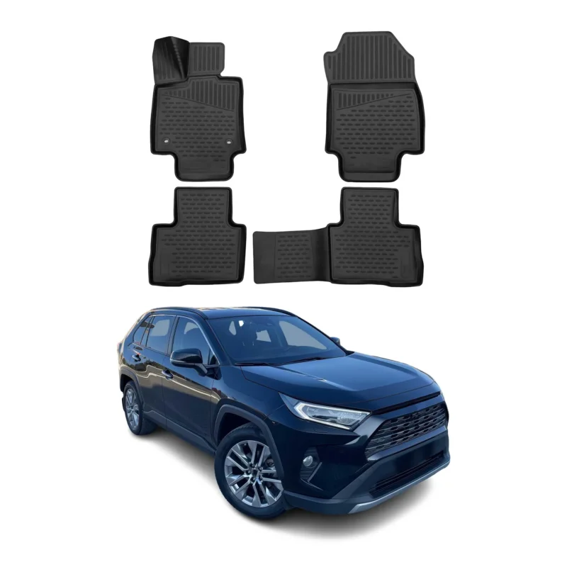OMAC Gummimatten Fußmatten für Toyota RAV4 Hybrid 2018-2024 TPE Schwarz 4x
