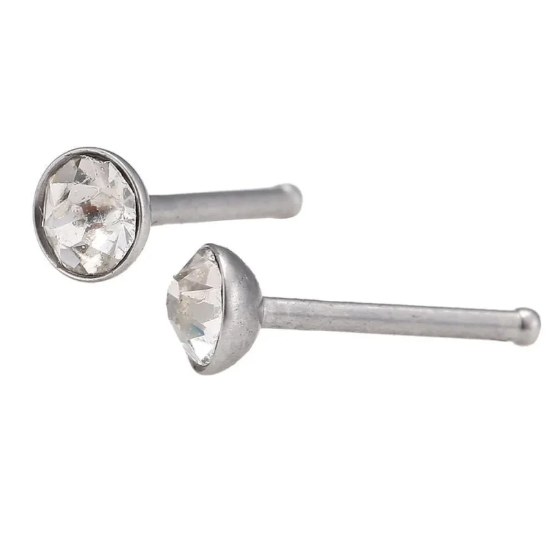 modischer Piercing mini straight Barbell weißer Zirkonia Stein Edelstahl - chic - net.de