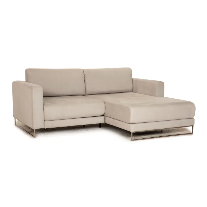 MYCS TYME Stoff Zweisitzer Grau Sofa Ecksofa Recamiere Links Couch Recamiere rechts