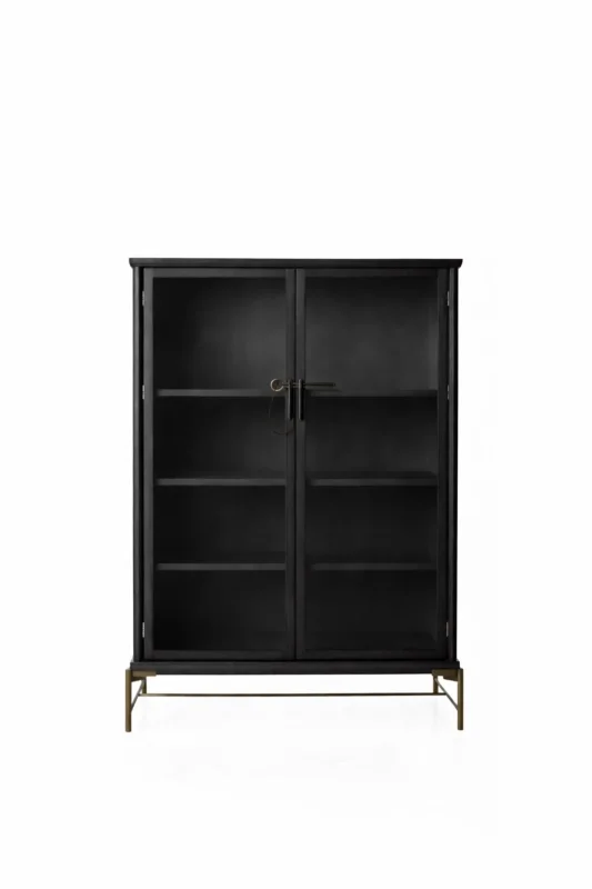 Dowry III Kabinett, schwarz Eiche, klar Glas von Stellar Works