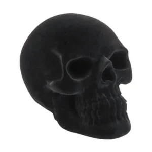Halloween Totenkopf klein schwarz Samteffekt Deko 9,5x15x11 cm