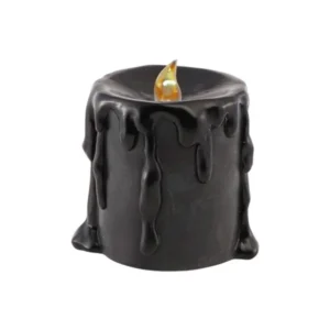LED-Kerze Schwarz aus Resina 9,5 x 9 x 10 cm Halloween Dekoartikel