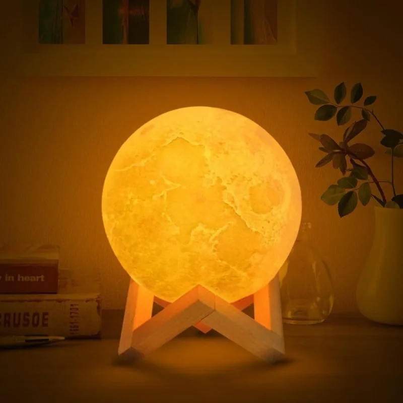 Brehn | Wiederaufladbare drahtlose Dual-Farben-Mondvollmond-Nacht-LED-Lampe