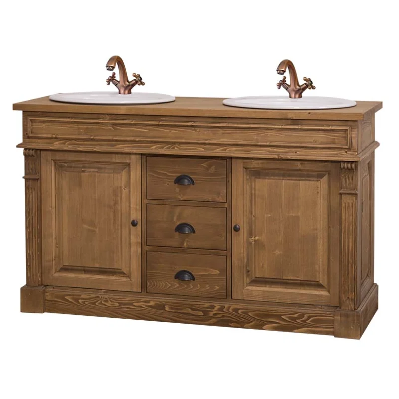 Waschtisch braun Massivholz, Waschtisch im Landhausstil, Breite 150 cm