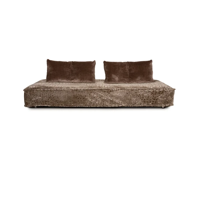 Roche Bobois Escapade Stoff Dreisitzer Braun Taupe Schlaffunktion Sofa Couch