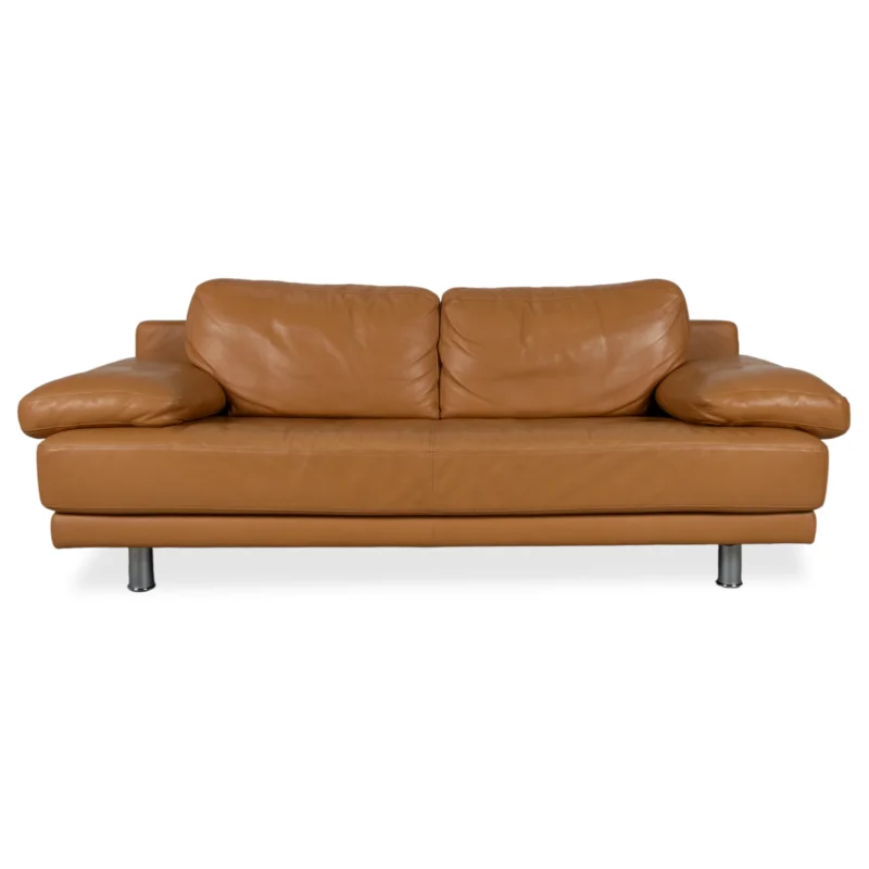 Rolf Benz 355 Dreisitzer Leder Sofa Cognac Orange Couch manuelle Funktion