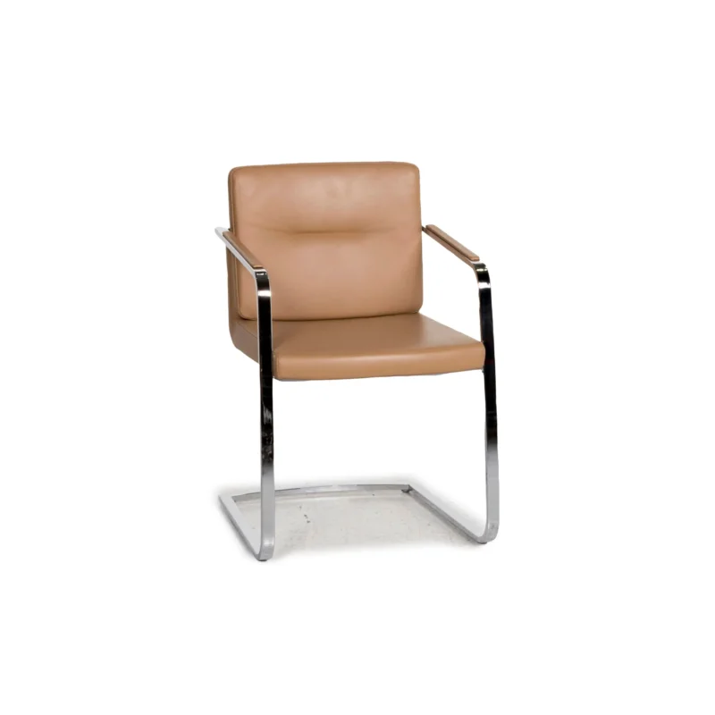 Rolf Benz 625 Leder Stuhl Beige Freischwinger #13001