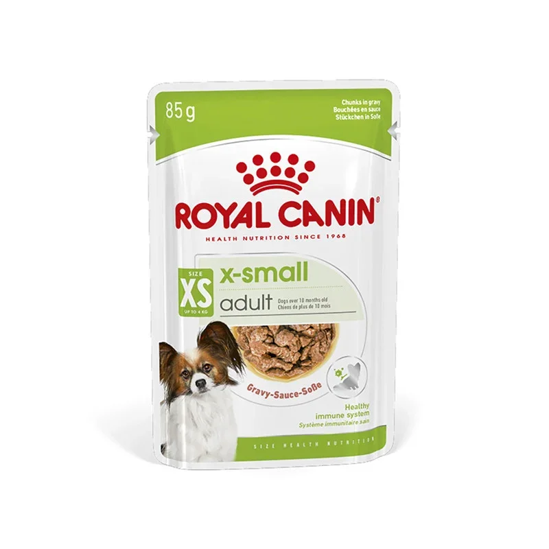 Royal Canin X-Small Adult wet dog food pouch, chunks in gravy for dogs up to 4kg